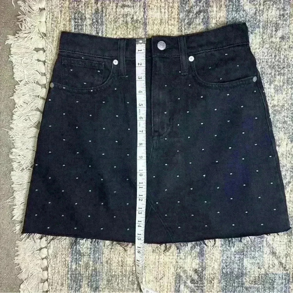 Madewell Rigid Denim A-Line Mini Skirt: Metallic Dots Edition Size 25 - Picture 12 of 15